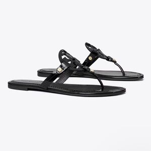 Miller Patent Sandal in Black.